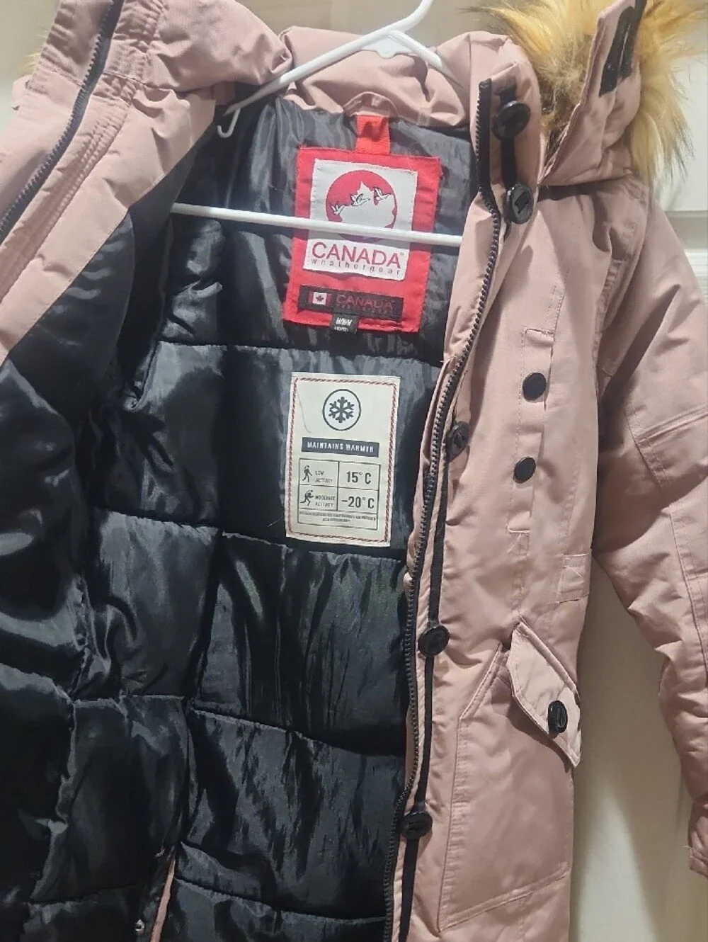 Girls Canada Weather Gear  Pink Parka Jacket with Fur-Trim Hood